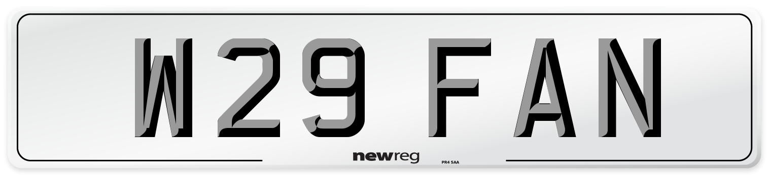 W29 FAN Number Plate from New Reg